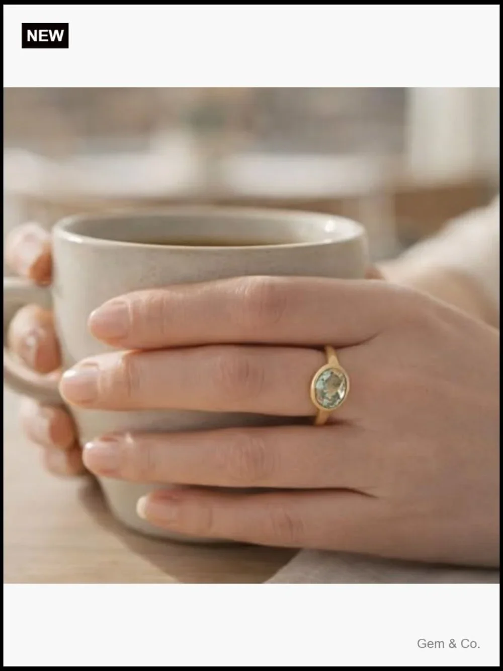 925 Sterling Silver 3-Micron Gold Plated Oval Bezel Ring Natural Prasiolite